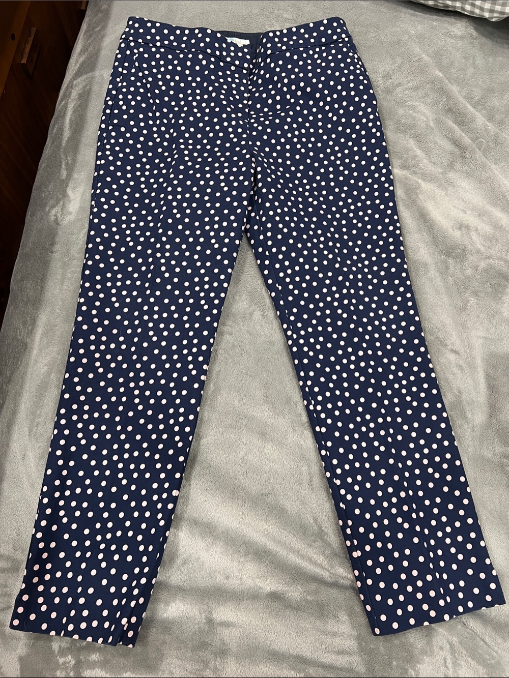 Boden Navy Blue Polka Dot Cropped Stretch Pants